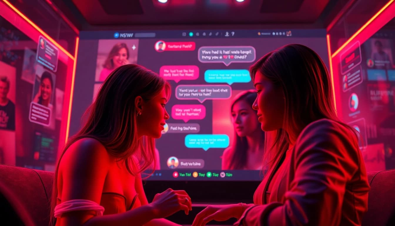 Engaging chat interface highlighting the best NSFW AI characters in a vibrant digital scene.