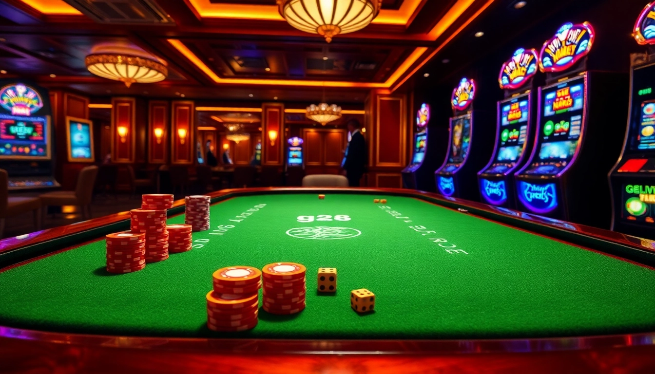 Exciting gaming moment at a casino table showcasing g28 bet with vibrant chips and cards.
