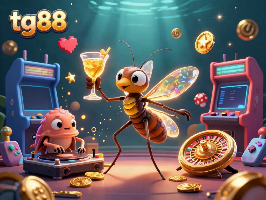 Experience thrilling games with tg88's animated casino characters in a vibrant 3D illustration.