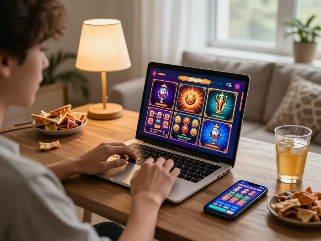 Engaging Slot Malaysia gaming experience at home on a stylish laptop.