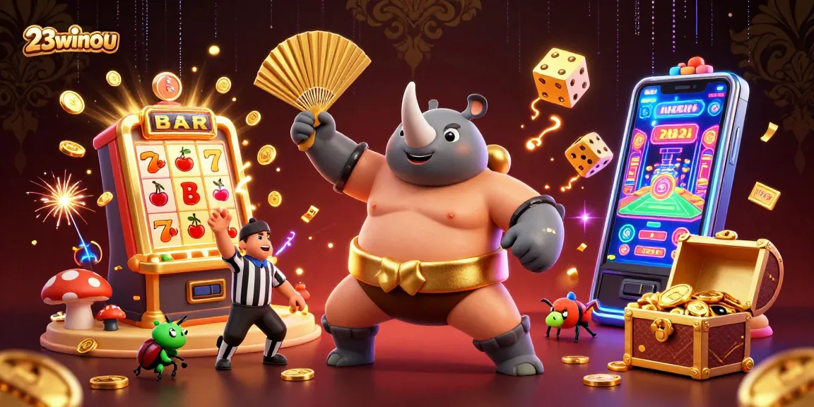 Experience thrilling moments with 23winou as a rhinoceros beetle sumo champion stomps for big wins.