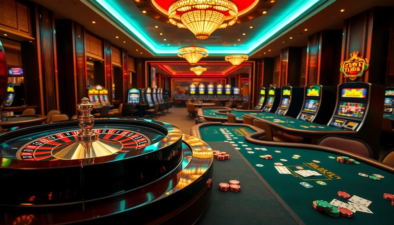 Experience the thrill of an 8k bet at luxurious casino tables with vibrant slot machines.