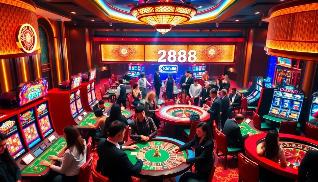 Engaged players at the kim88 club experience exciting gameplay on luxurious casino tables.