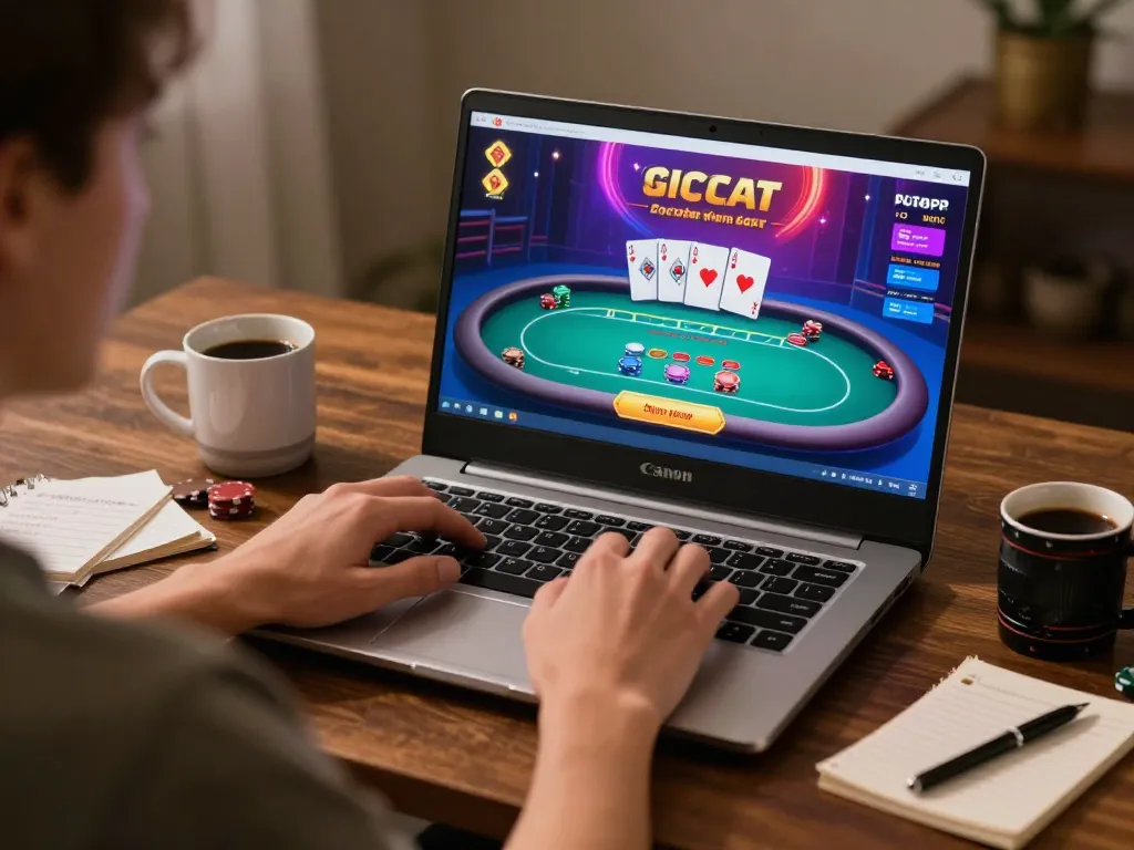Engaging in IWINCLUB online poker session with vibrant interface and personal setup.