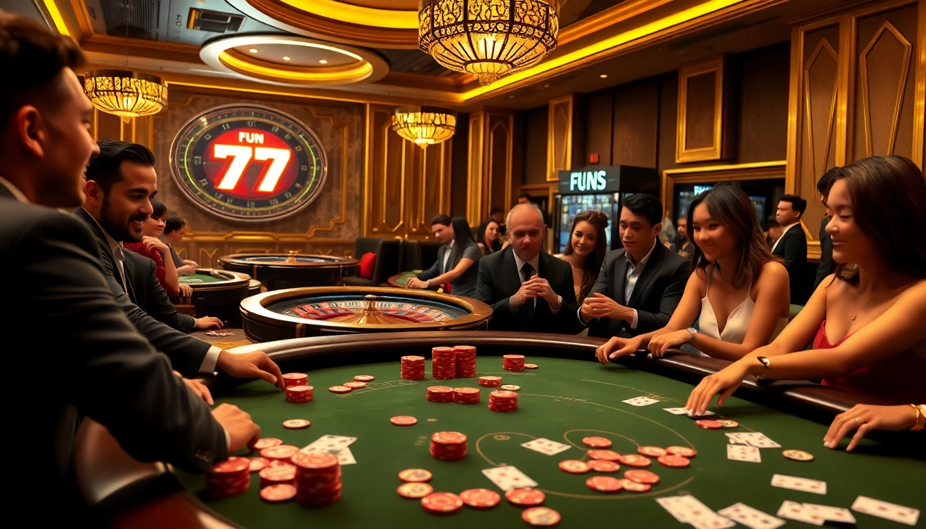 Experience the excitement of 'Fun 79' at a luxury casino with poker, roulette, and eager players.