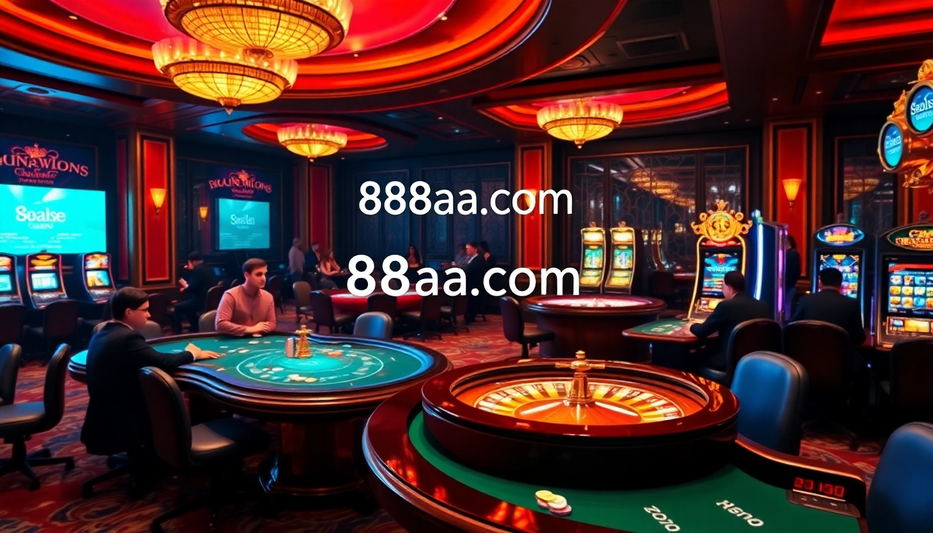 Experience the excitement of games at 88aa.com, featuring vibrant casino tables and engaging players.