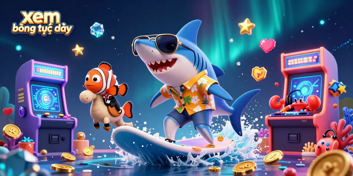 Watch live football matches and betting odds in a vibrant, dynamic 3D casino scene with fish characters.