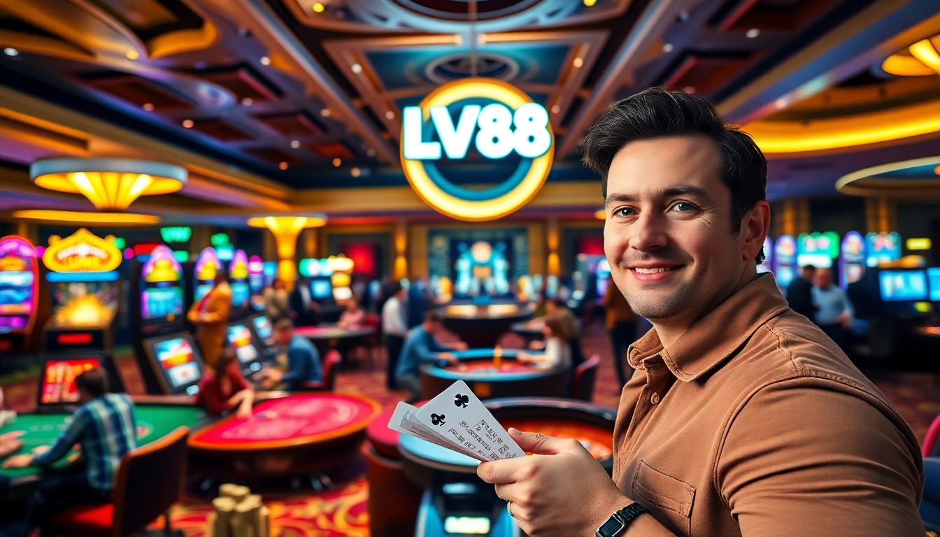 Players enjoying the casino experience at LV88, featuring vibrant games and betting activities.