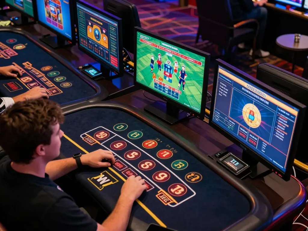 Engaging online gaming setup at qh88go with multiple game screens and strategic betting.