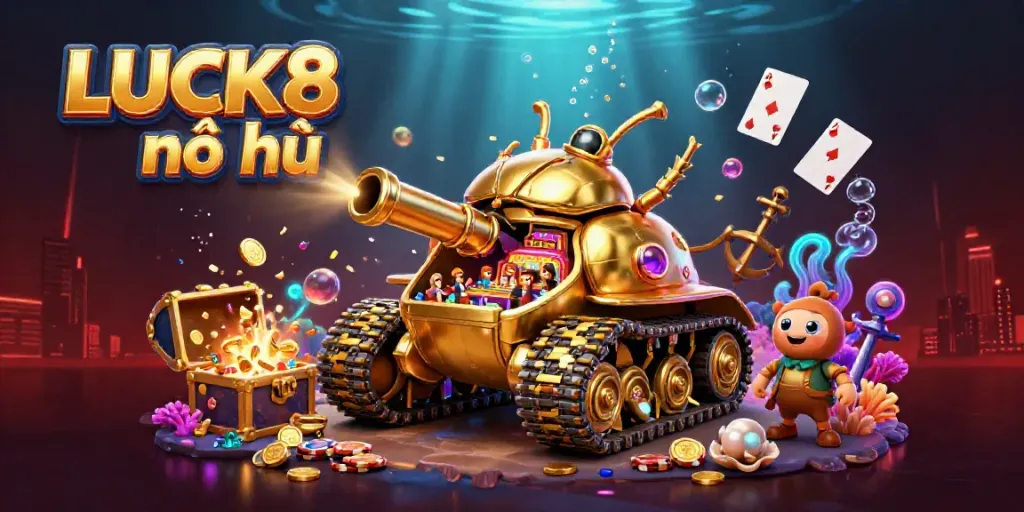Experience LUCK8 nổ hũ with vibrant 3D casino elements and underwater treasures.