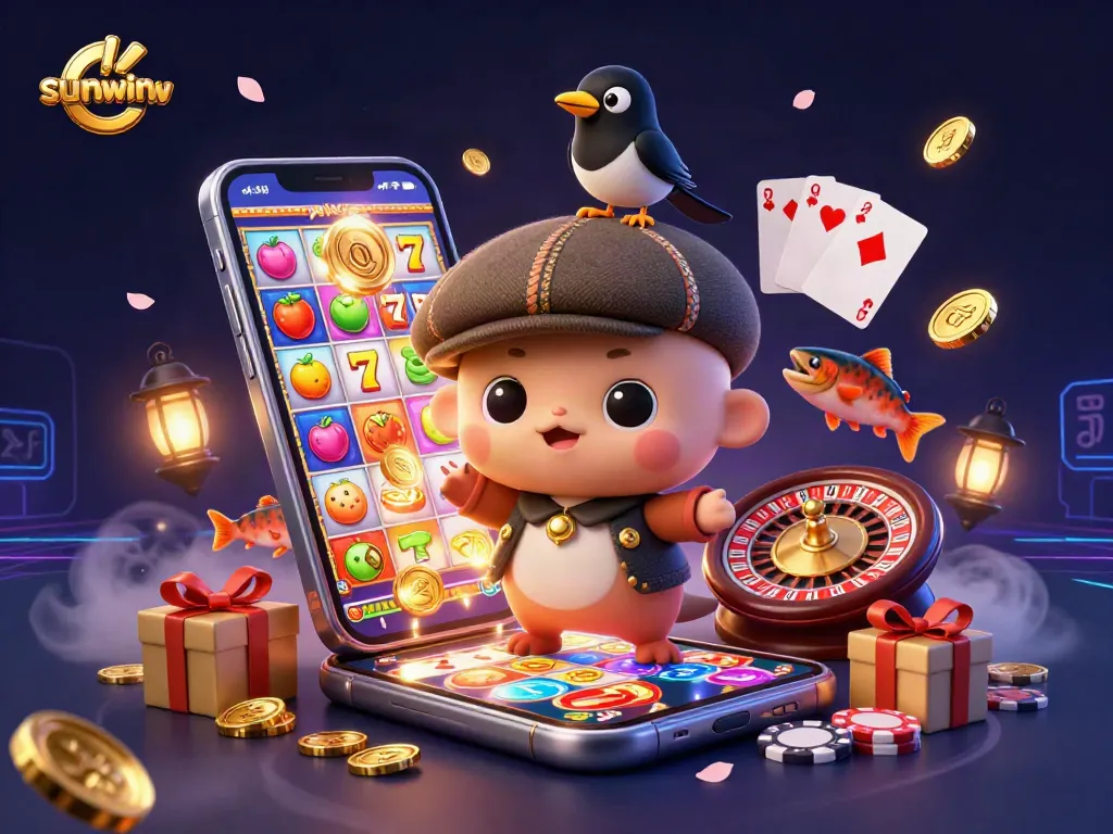 Spin the reels with sunwinw’s dynamic slots scene featuring Nessie and friends!