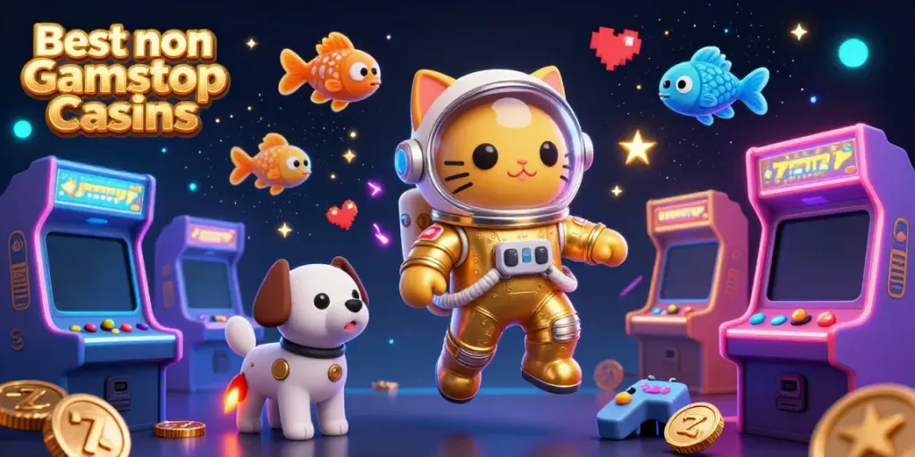 Engage in vibrant gaming action at the Best non Gamstop Casinos with colorful 3D slot machines and animated characters.