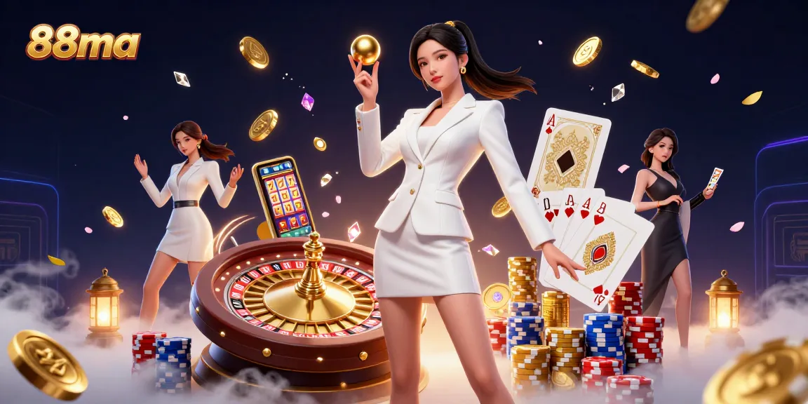 Experience endless excitement at 88ma with a stunning roulette setup and vibrant casino elements.