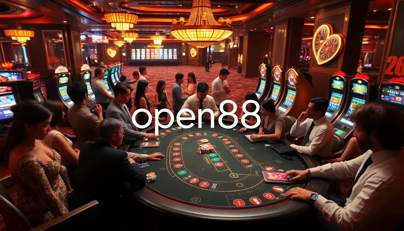 Experience the excitement of open88 with lively casino gaming visuals and elegant decor.