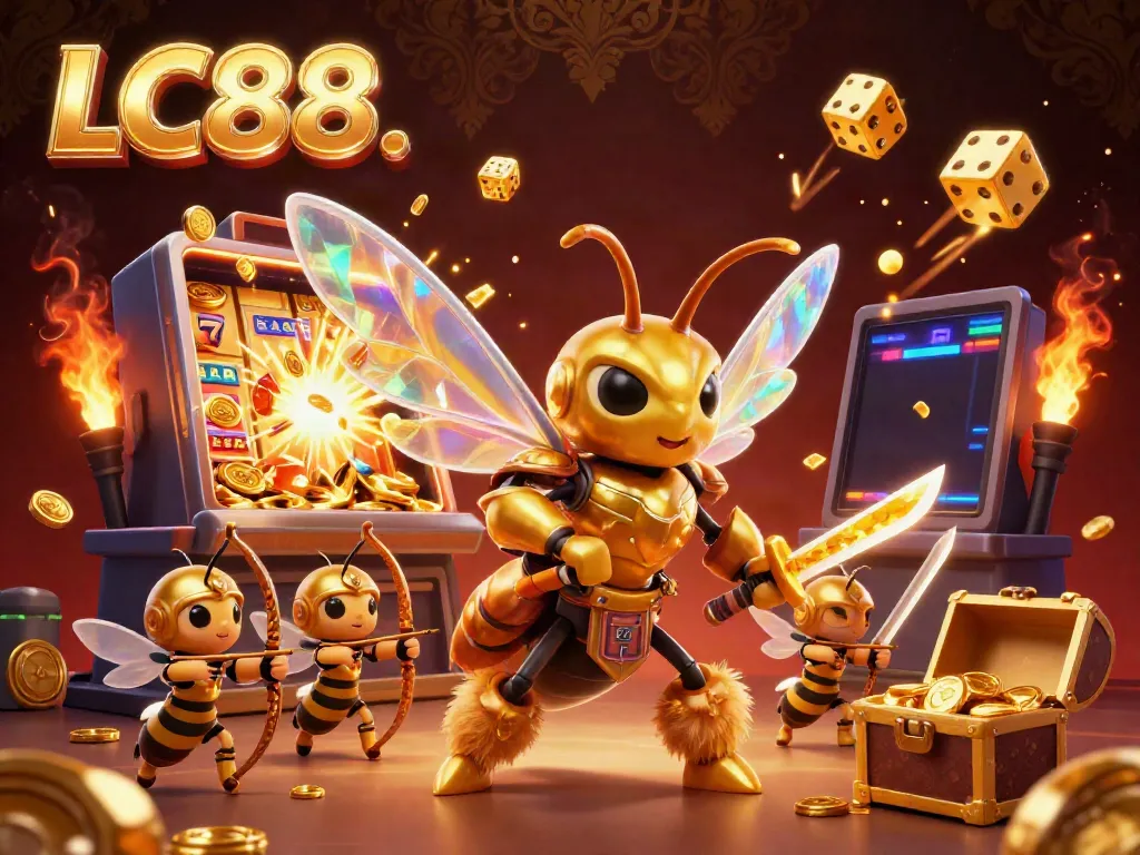Engaging online gaming scene featuring LC88 with vibrant slot machine and dynamic characters in 3D style.