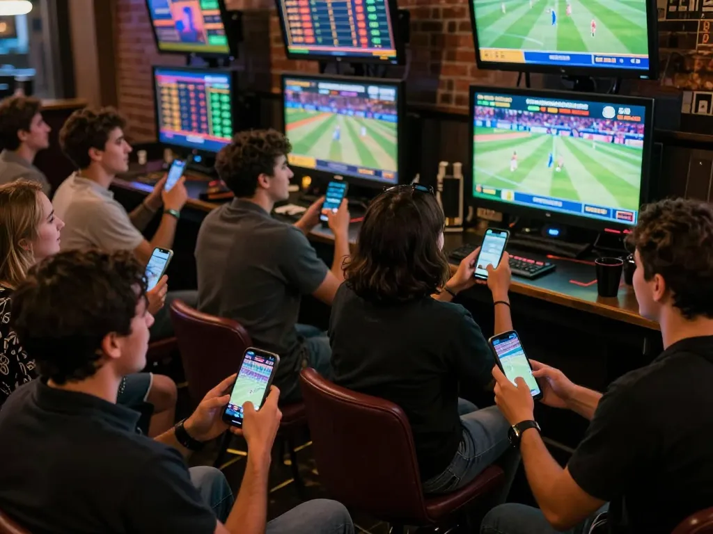 Daga enthusiasts place bets on live sports games in an engaging social setting.