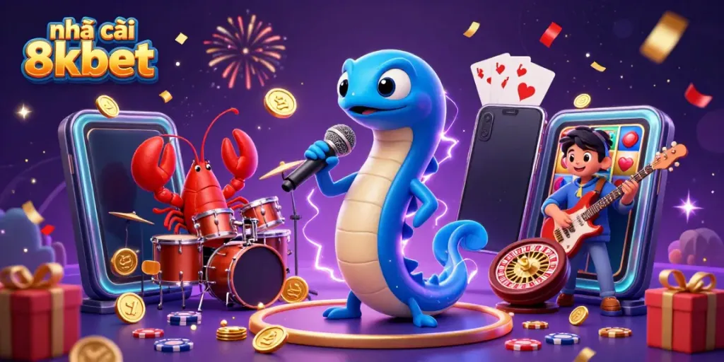 Experience the vibrant underwater casino entertainment at nhà cái 8kbet featuring interactive gaming characters.