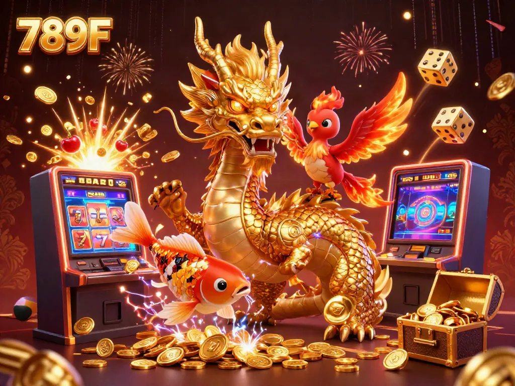 Experience thrilling gaming action at 789F with lively characters and dynamic casino elements.