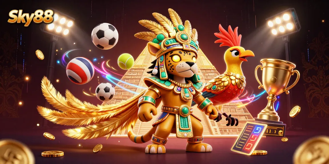 Sky88 offers engaging sports betting visual with dynamic elements and vibrant colors.