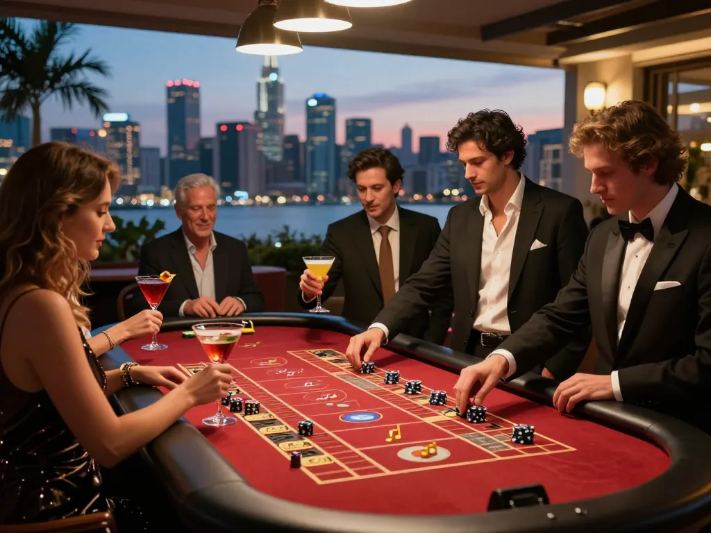 Players engaging in thrilling roulette gameplay at 789Club's luxurious outdoor casino