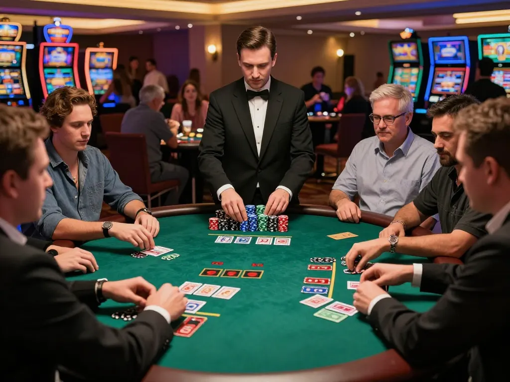 Engaging blackjack gameplay at a lively table with players betting on gamebaidoithuong strategy
