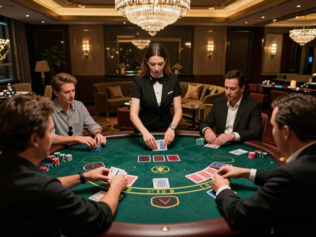 Players engaging in a critical blackjack round at max 88 casino table, showcasing strategic betting.