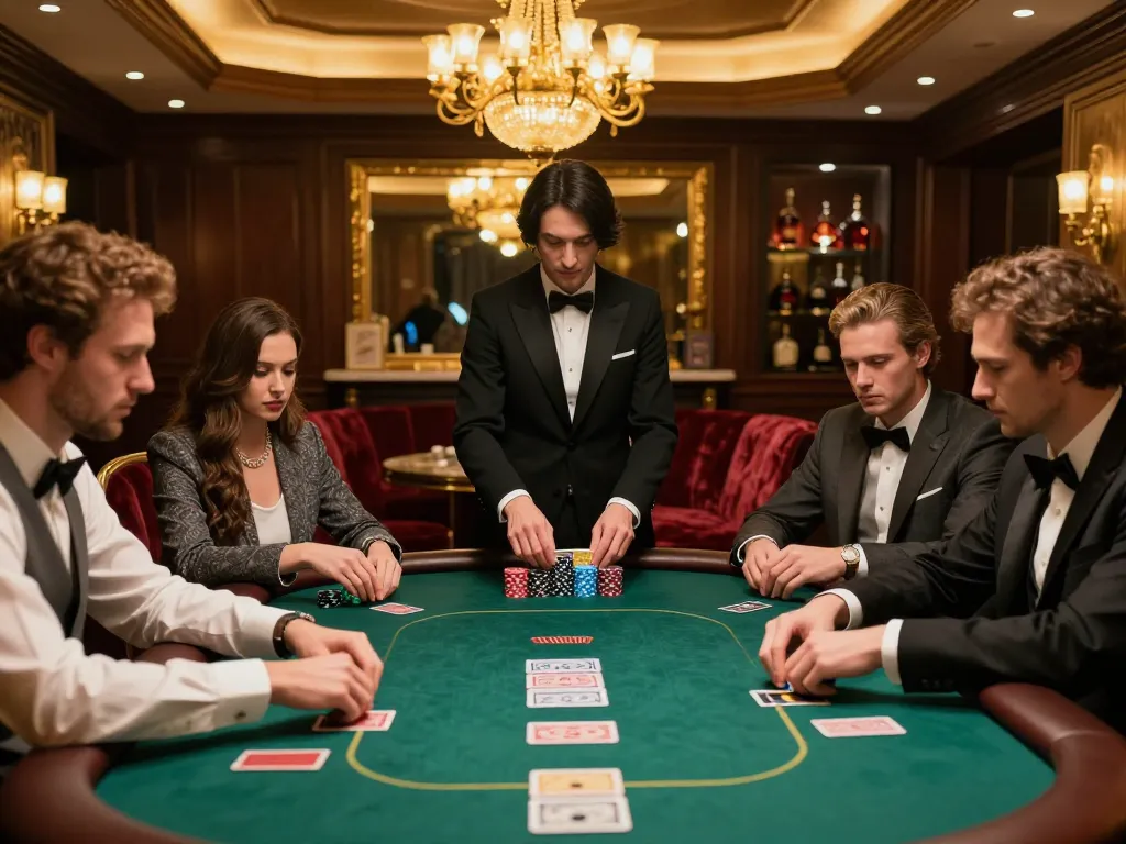 Nhandinhkeonhacai players engaged in high-stakes poker in a luxurious private room