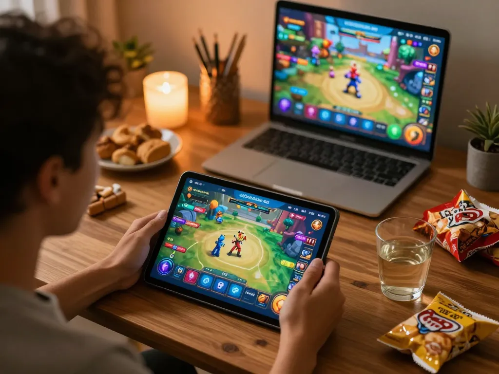 Player engaging with the 789clubgo app in a cozy home setup, showcasing exciting online gaming.
