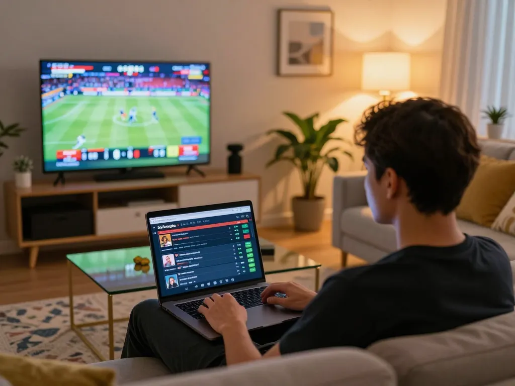 Placing a bet on keobongda while watching a live sports event at home
