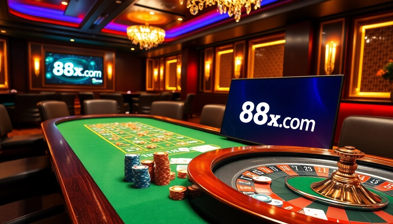 Experience the thrill of online gambling on 88xx.com with a vibrant casino scene filled with excitement.