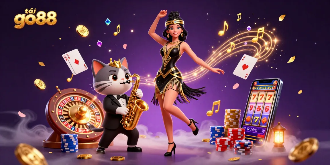 Experience the thrill of tải go88 with this vibrant 3D casino scene featuring games and lively characters.