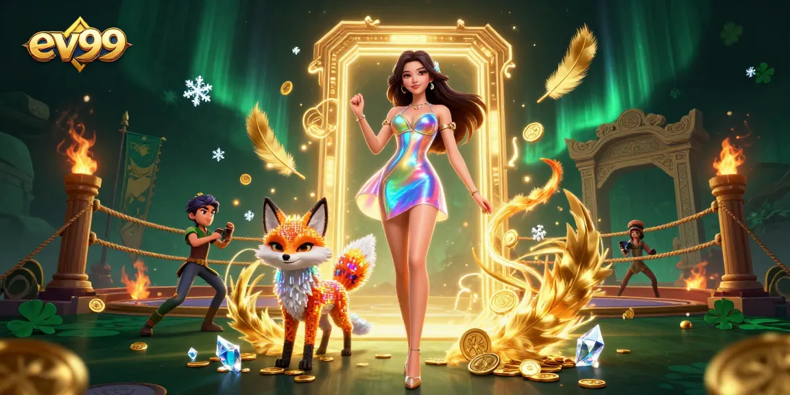 Experience thrilling gameplay with ev99 in a colorful neon casino world filled with action and fortune.