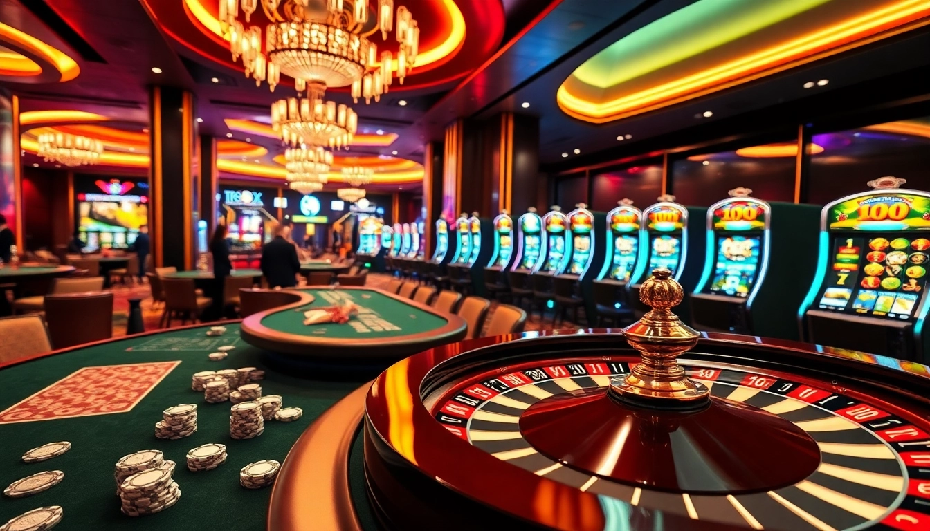 Playing vibrant games at open88 con with colorful casino tables and exciting slot machines.