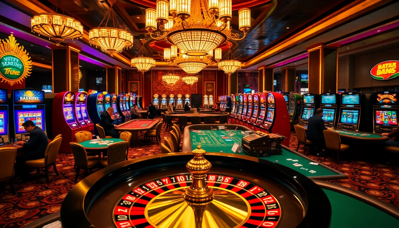Experience the excitement of gambling with NO HU88 in a luxurious casino setting filled with vibrant games.