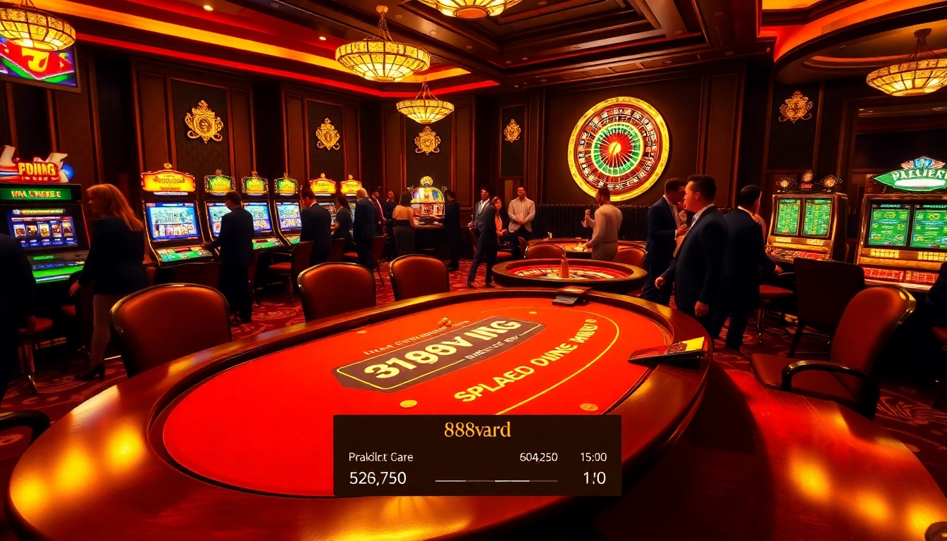 Players betting at a luxurious casino table offering 888vnd excitement and action.