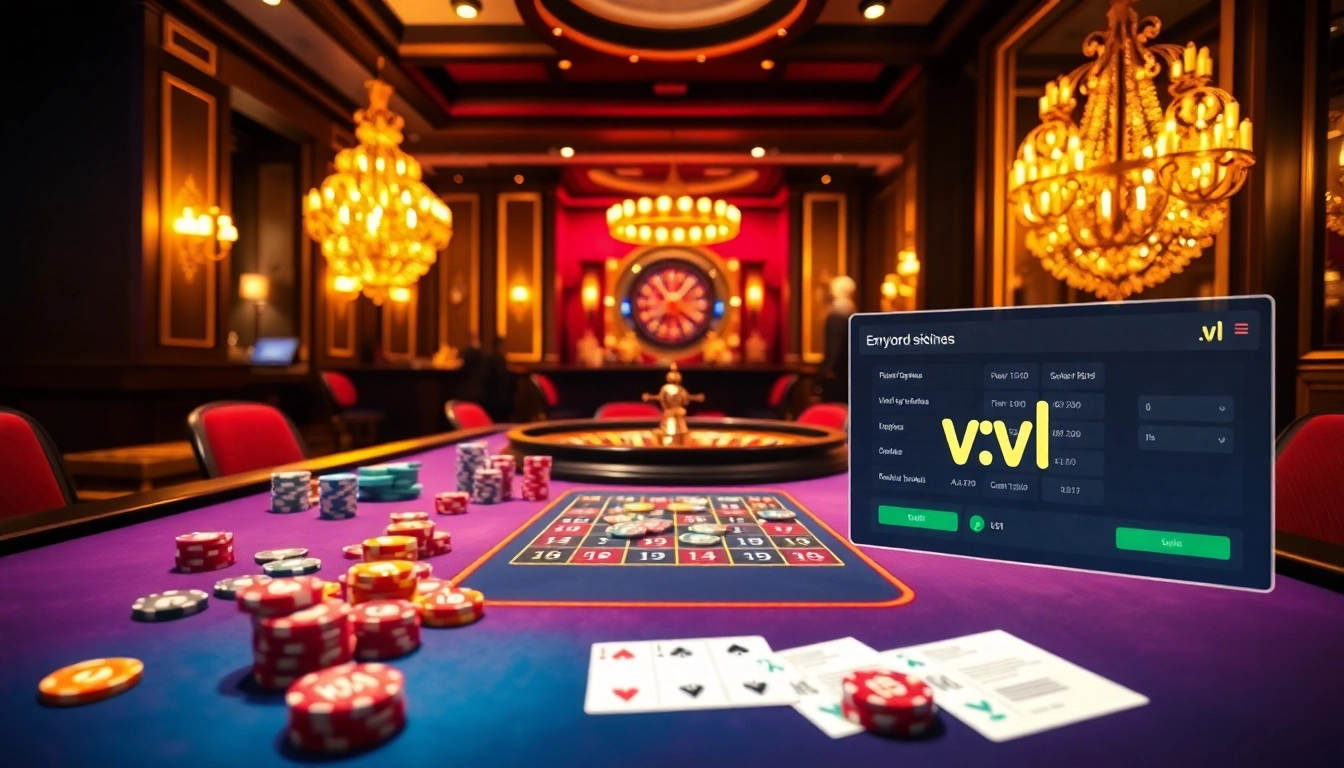 Exciting casino scene featuring online gambling interfaces with vv jl prominently displayed on betting slips.