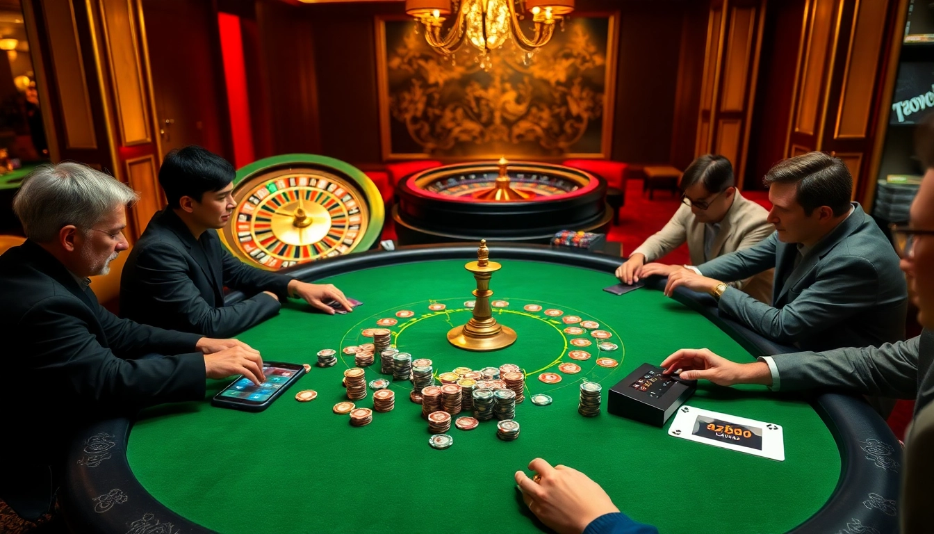 Players engaging in an exciting poker game and exploring az888 casino features.