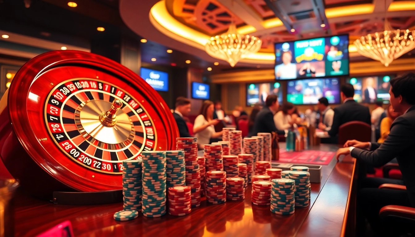 Play thrilling games at https://nk88.horse/ with vibrant casino tables and poker chips in action.