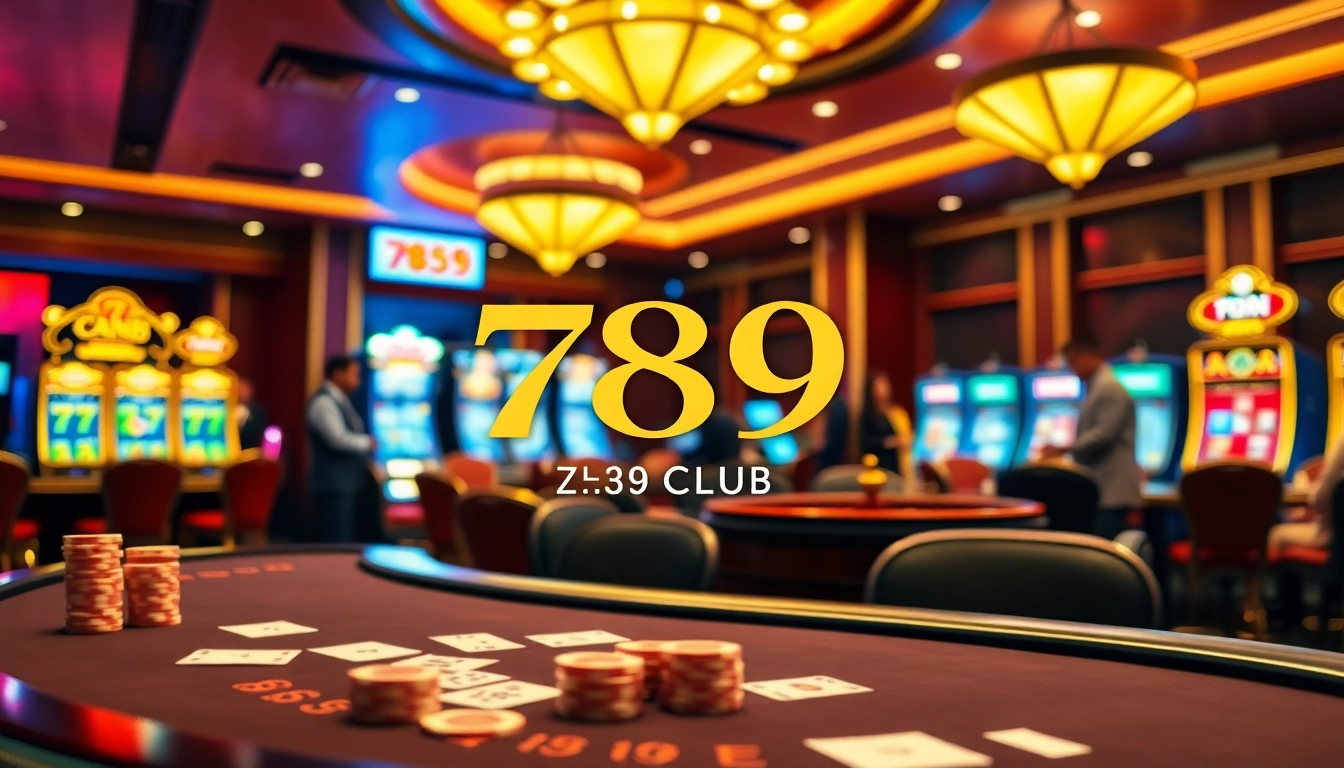 The excitement of gambling at 789 club with vibrant poker tables and slot machines.