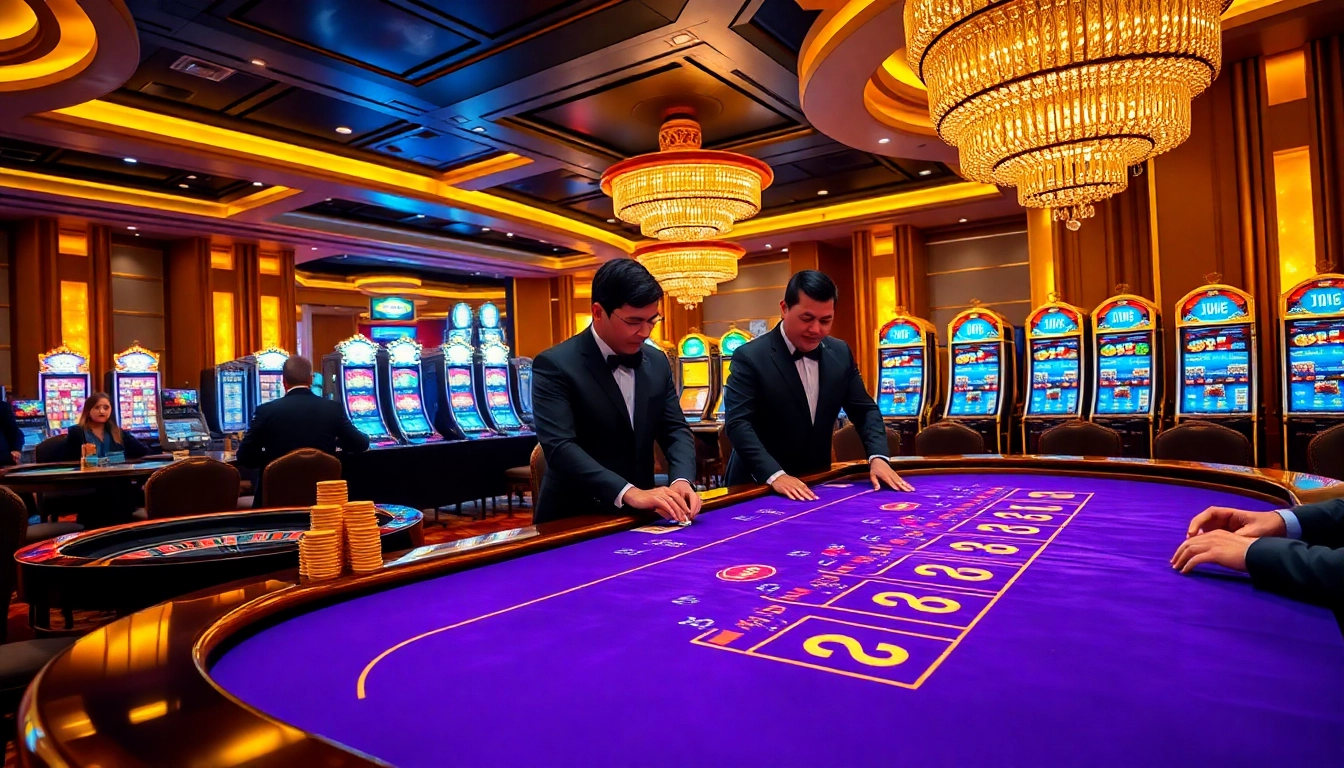 Gamblers enjoying thrilling j88 gaming action at a luxurious casino table