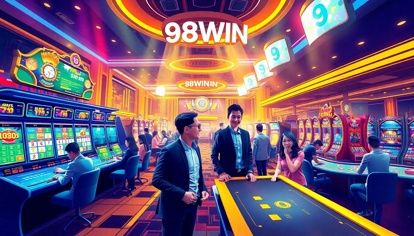 98WIN online gambling platform showcasing modern casino features and diverse players.