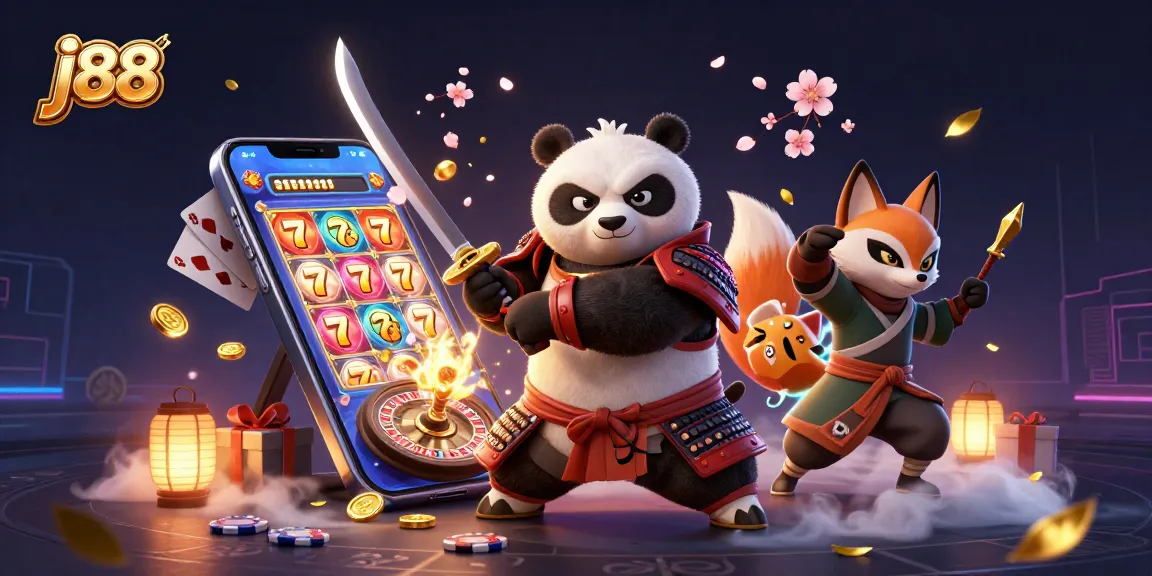 Engage in thrilling gameplay with j88 as a fierce samurai panda and ninja fox join the action.