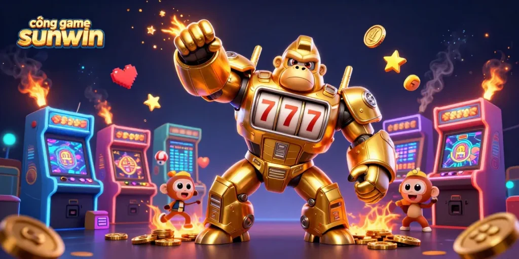 Experience the excitement at cổng game sunwin with dynamic 3D gaming elements and vibrant casino imagery.