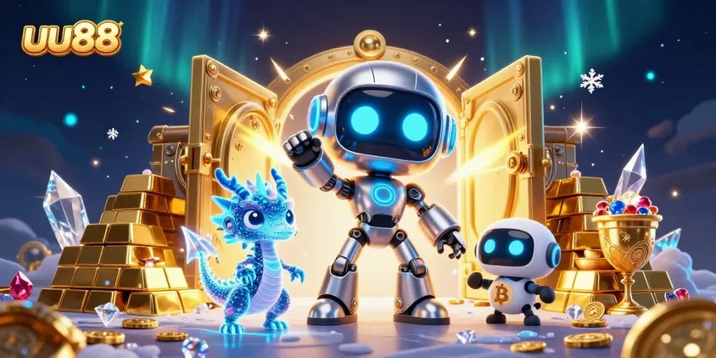 Win big at uu88 with an ultra-detailed 3D casino illustration showcasing gaming excitement.